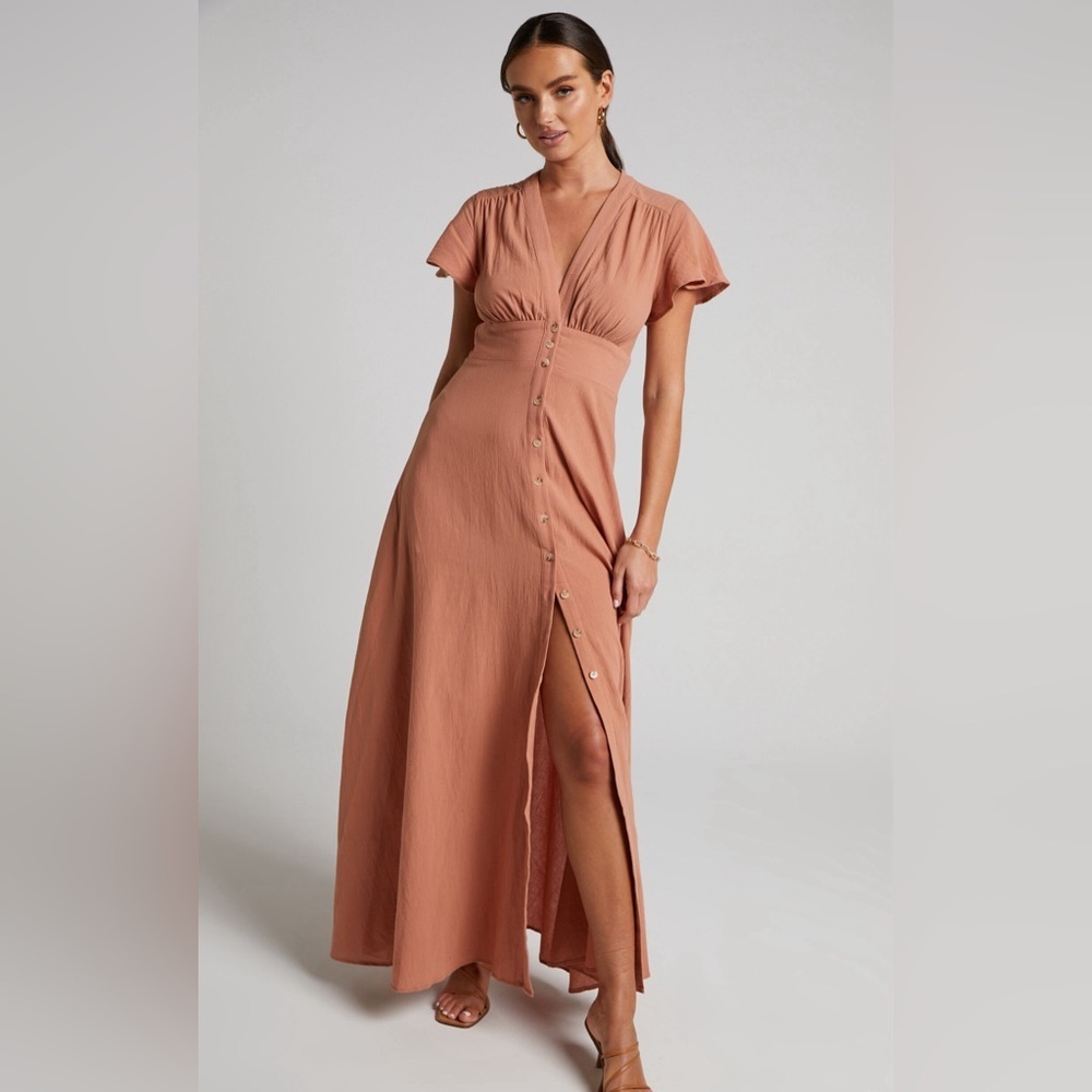ELIJAH MIDI DRESS - EMPIRE WAIST BUTTON DOWN DRESS - Picture 4 of 6